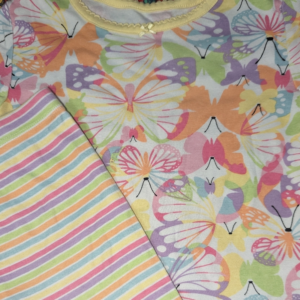 3 Piece Girls Pajamas L, Size 7, Floral And Stripes